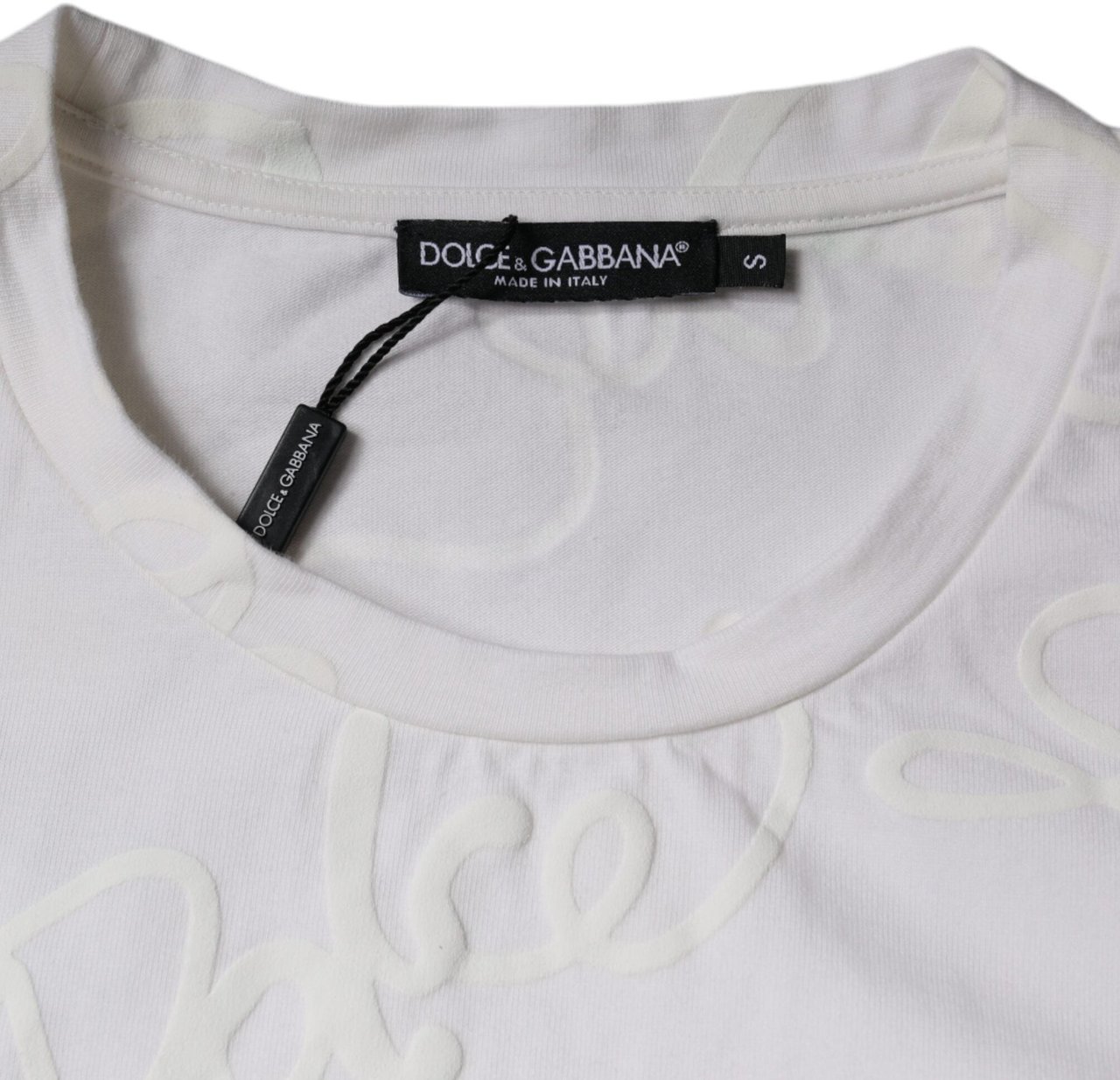 Dolce & Gabbana White Logo Print Cotton Crew Neck T-shirt Wit