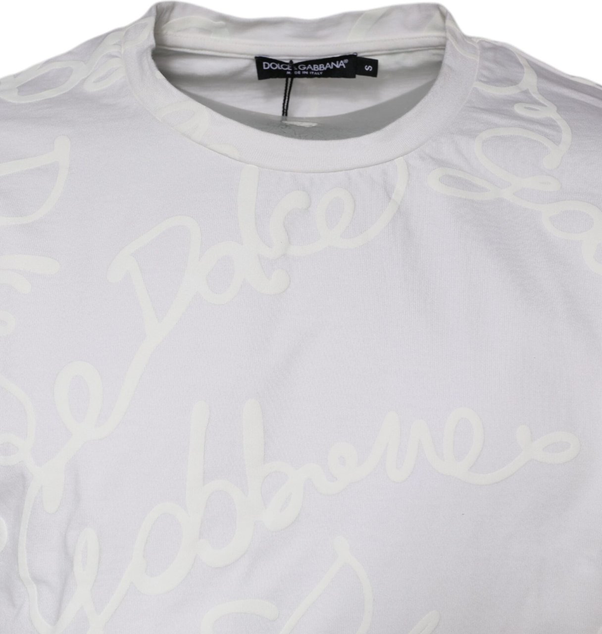 Dolce & Gabbana White Logo Print Cotton Crew Neck T-shirt Wit