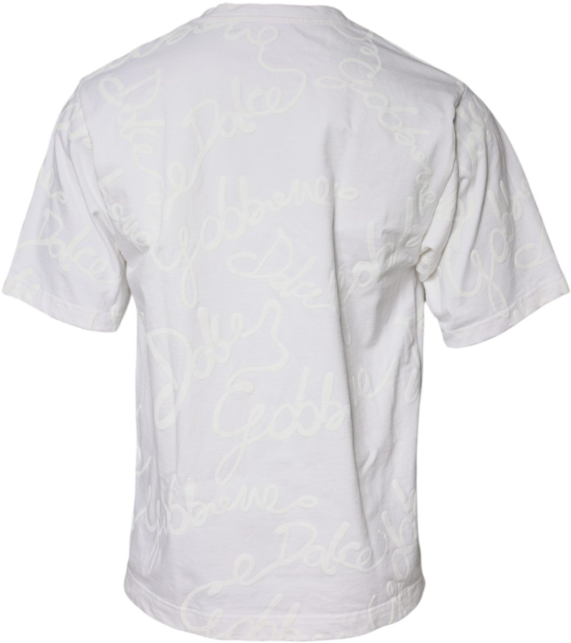 Dolce & Gabbana White Logo Print Cotton Crew Neck T-shirt Wit