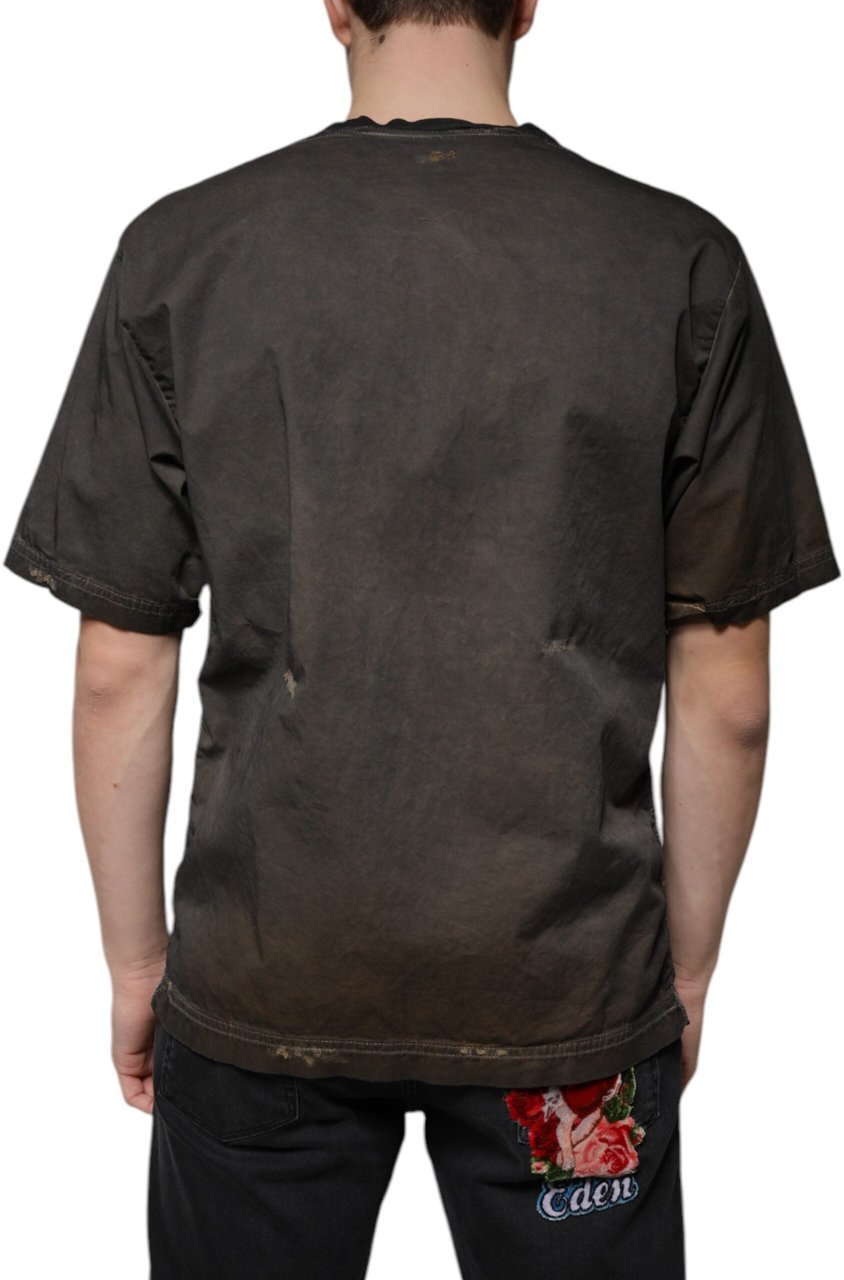 Dolce & Gabbana Brown Graphic Print Cotton Round Neck T-shirt Bruin
