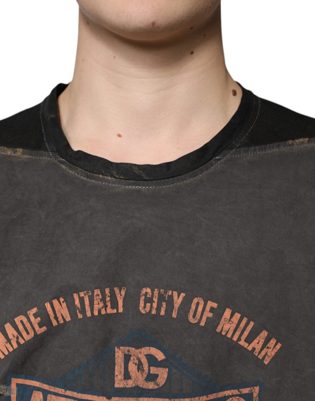 Dolce & Gabbana Brown Graphic Print Cotton Round Neck T-shirt Bruin