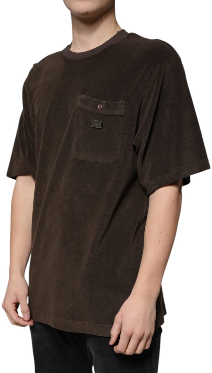 Dolce & Gabbana Brown Cotton Crew Neck Short Sleeves T-shirt Bruin