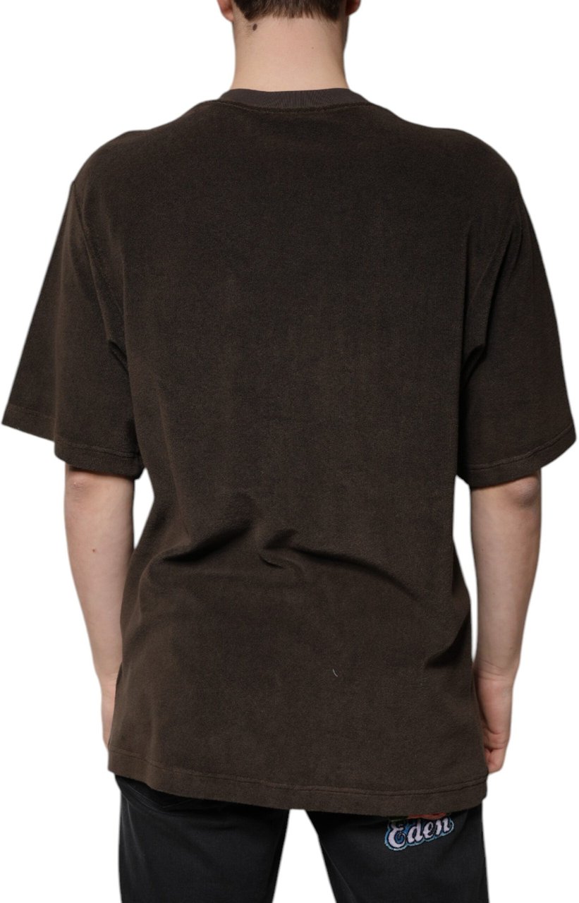 Dolce & Gabbana Brown Cotton Crew Neck Short Sleeves T-shirt Bruin