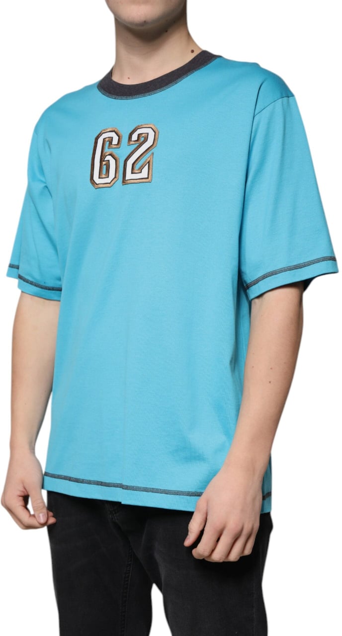 Dolce & Gabbana Blue Logo Crew Neck Short Sleeves T-shirt Blauw