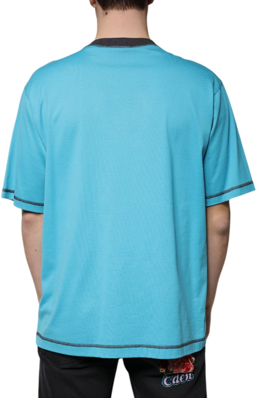 Dolce & Gabbana Blue Logo Crew Neck Short Sleeves T-shirt Blauw
