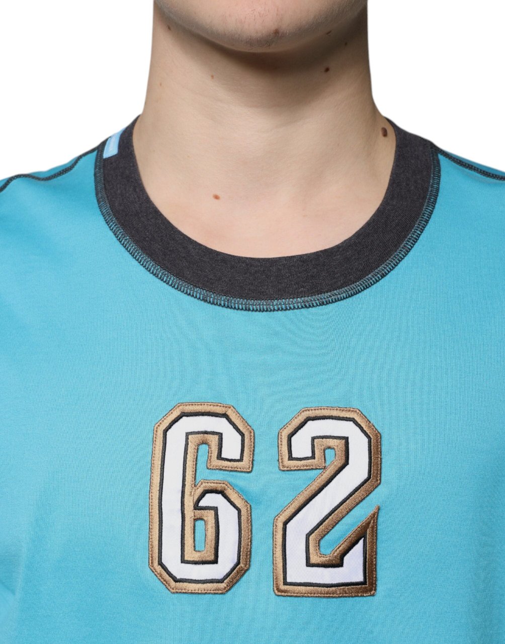 Dolce & Gabbana Blue Logo Crew Neck Short Sleeves T-shirt Blauw