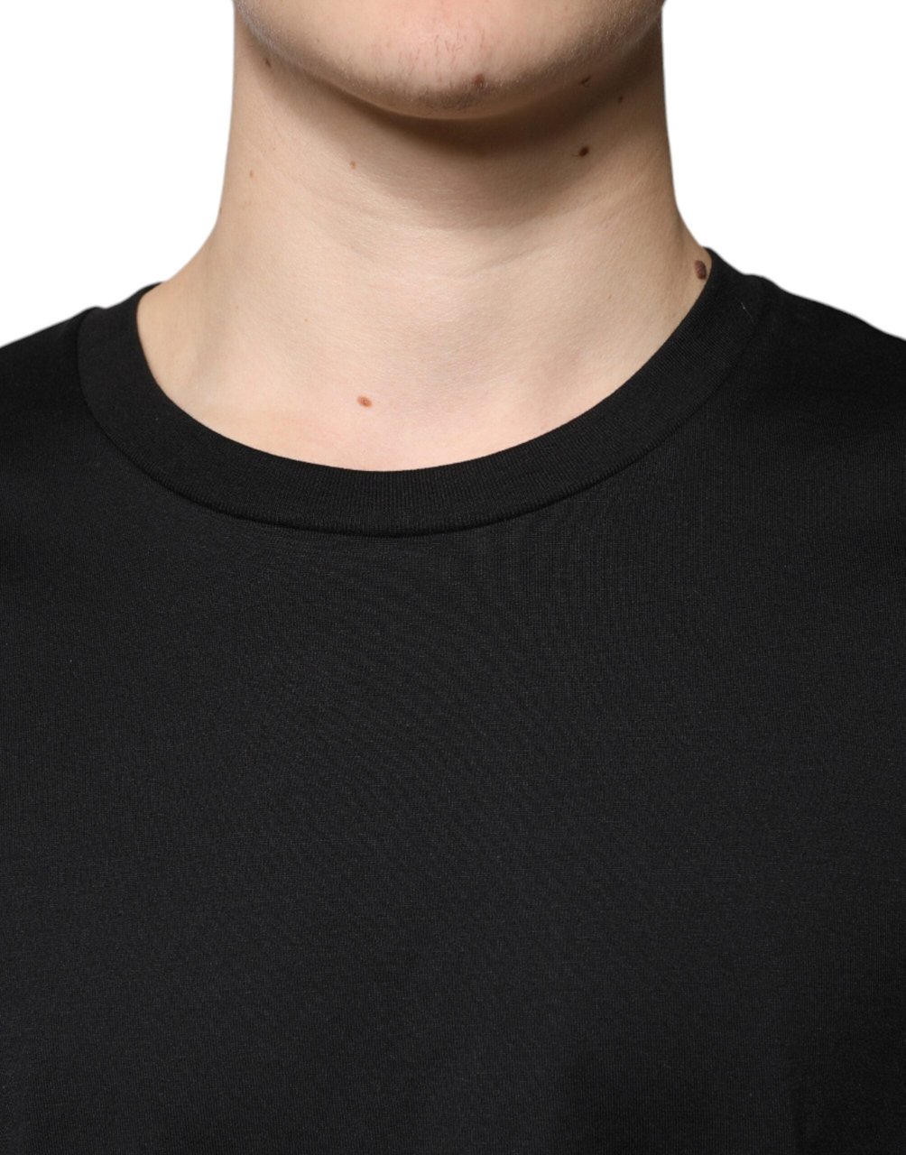 Dolce & Gabbana Black Cotton Crew Neck Short Sleeves T-shirt Zwart
