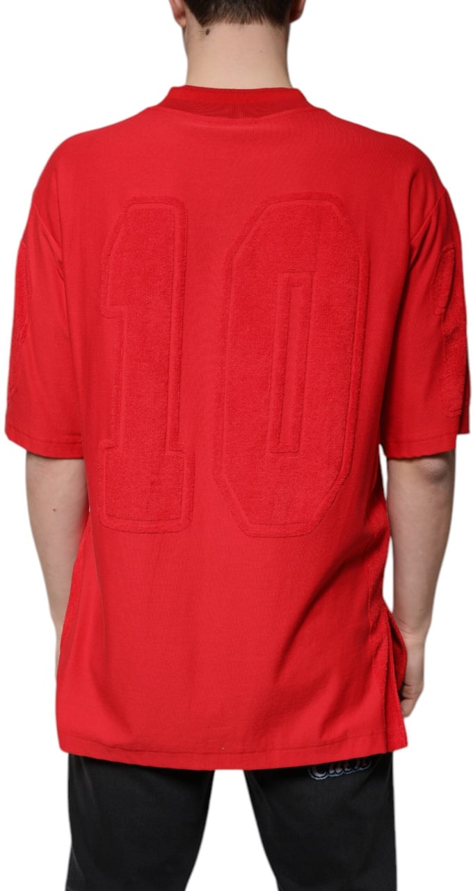 Dolce & Gabbana Red Cotton V-neck Short Sleeves T-shirt Rood