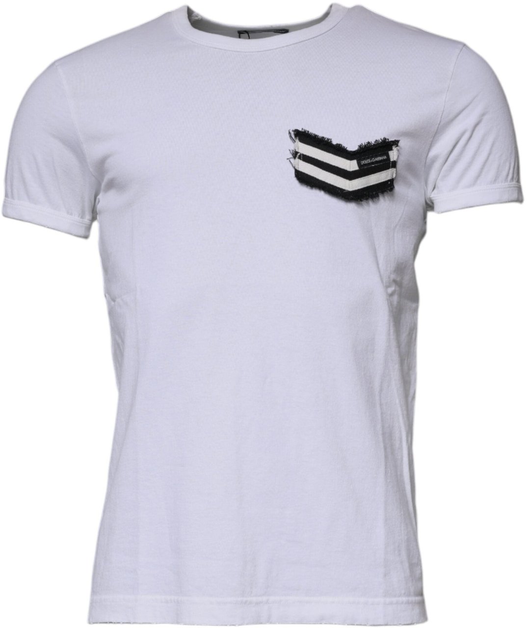 Dolce & Gabbana White Stripes Crew Neck Short Sleeves T-shirt Wit