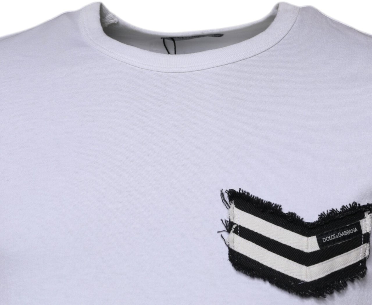 Dolce & Gabbana White Stripes Crew Neck Short Sleeves T-shirt Wit