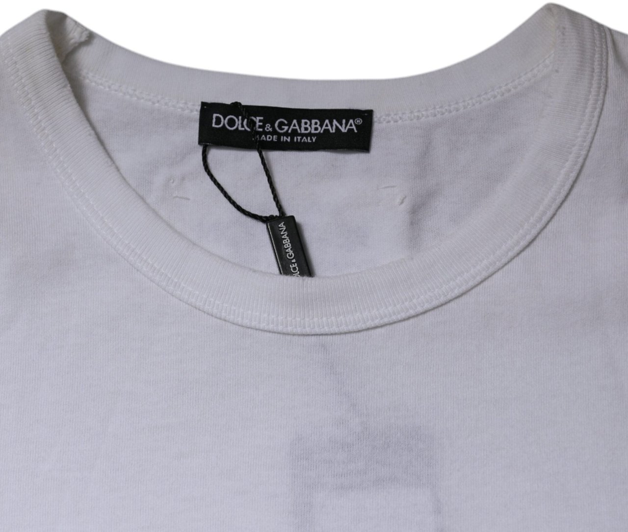Dolce & Gabbana White Stripes Crew Neck Short Sleeves T-shirt Wit