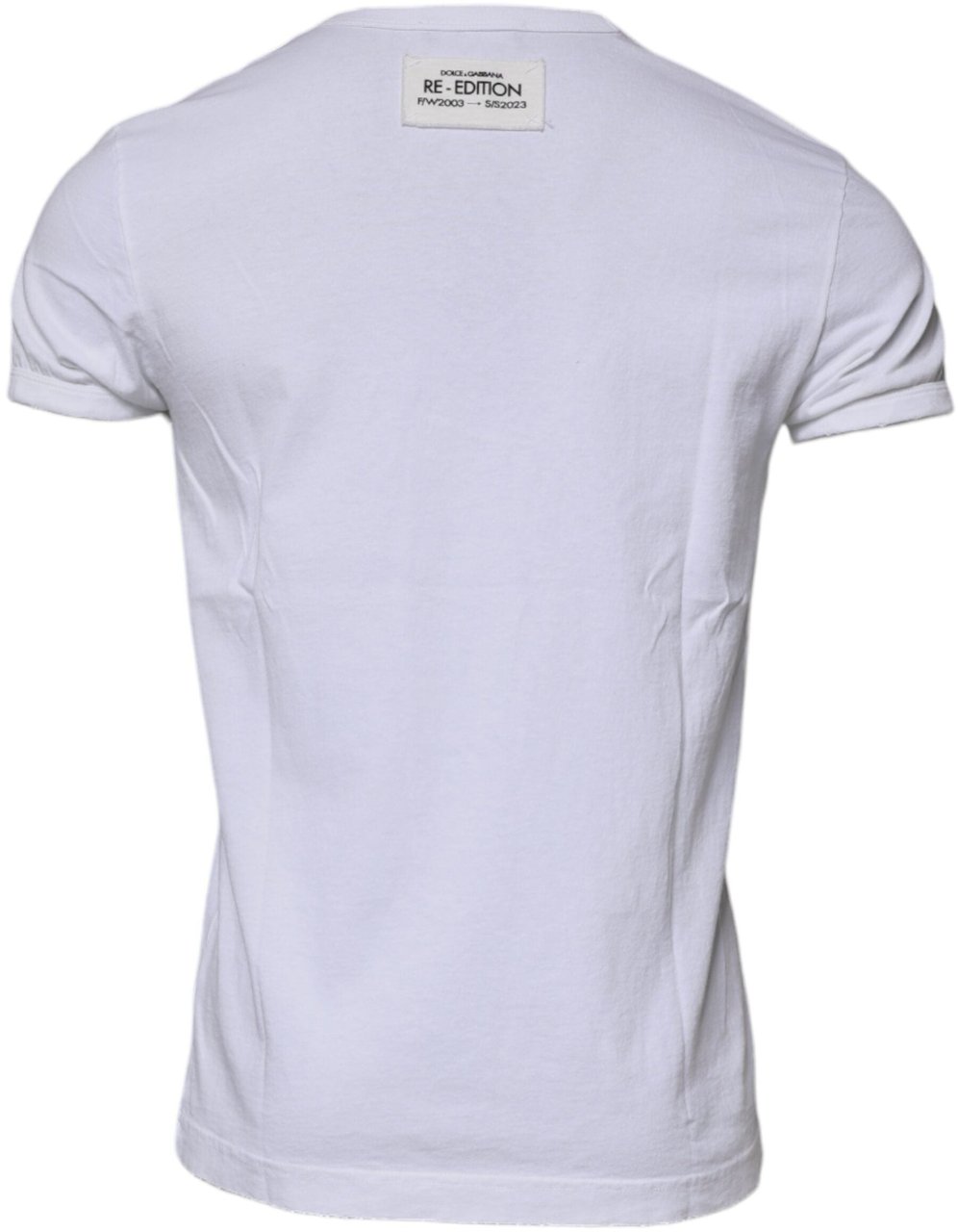 Dolce & Gabbana White Stripes Crew Neck Short Sleeves T-shirt Wit
