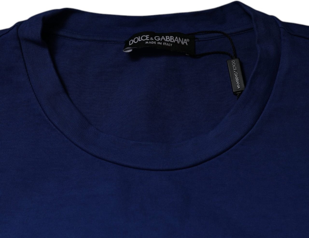 Dolce & Gabbana Blue Graphic Print Cotton Crew Neck T-shirt Blauw