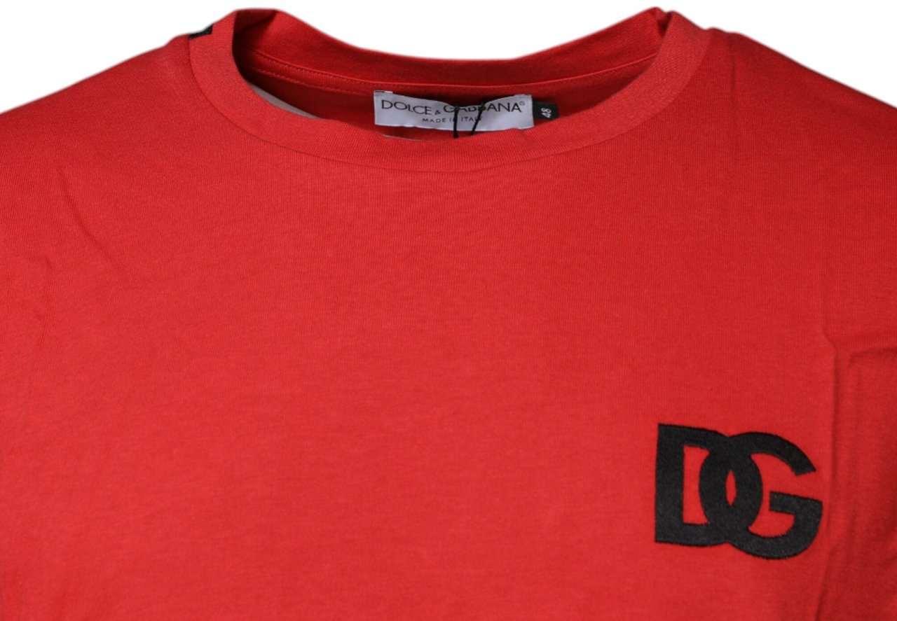 Dolce & Gabbana Red DG Logo Cotton Crew Neck T-shirt Rood