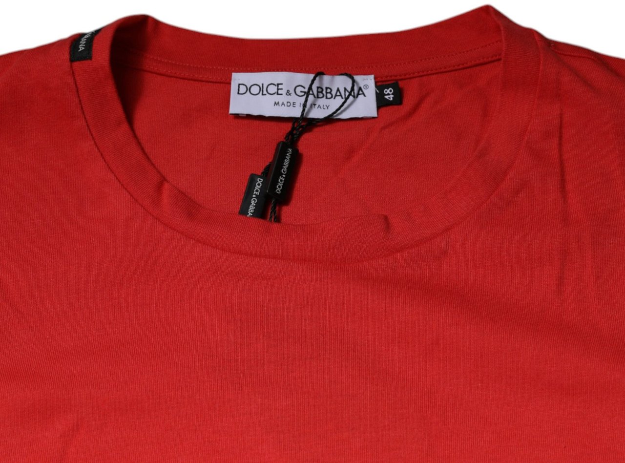 Dolce & Gabbana Red DG Logo Cotton Crew Neck T-shirt Rood
