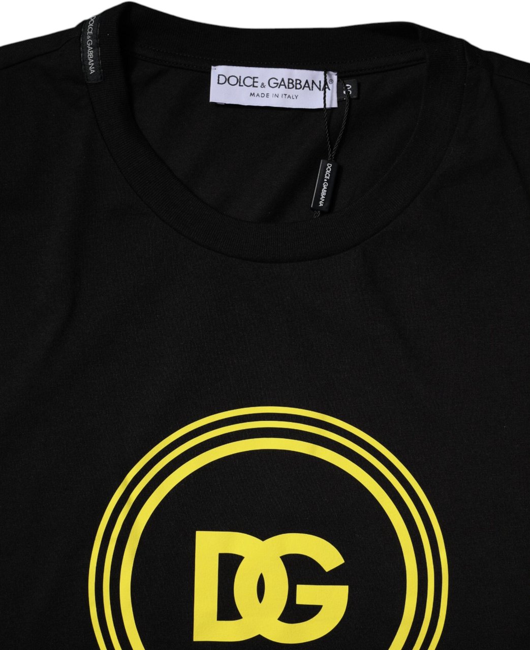 Dolce & Gabbana Black Logo Print Cotton Crew Neck T-shirt Zwart