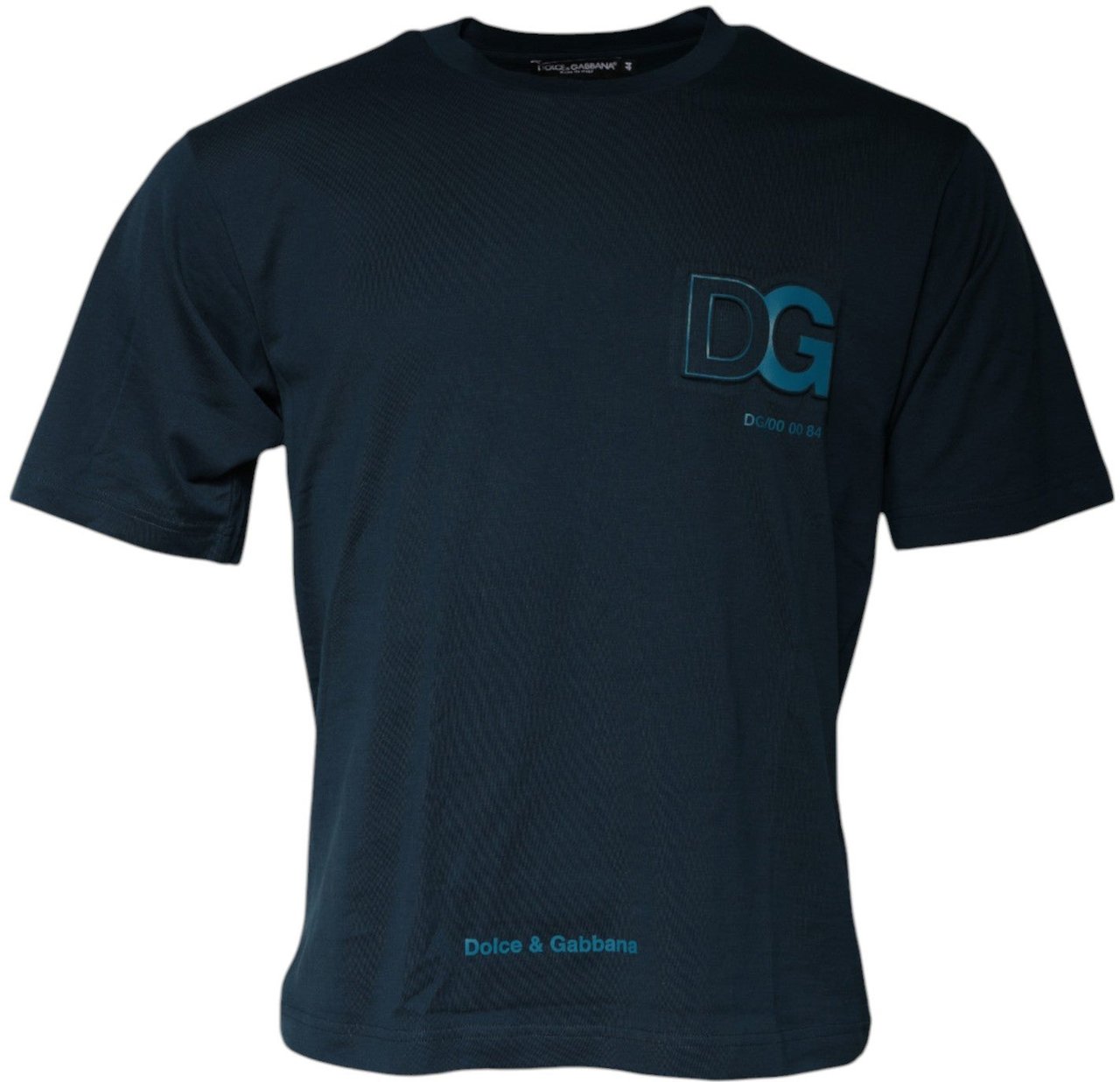Dolce & Gabbana Blue Logo Crew Neck Short Sleeves T-shirt Blauw