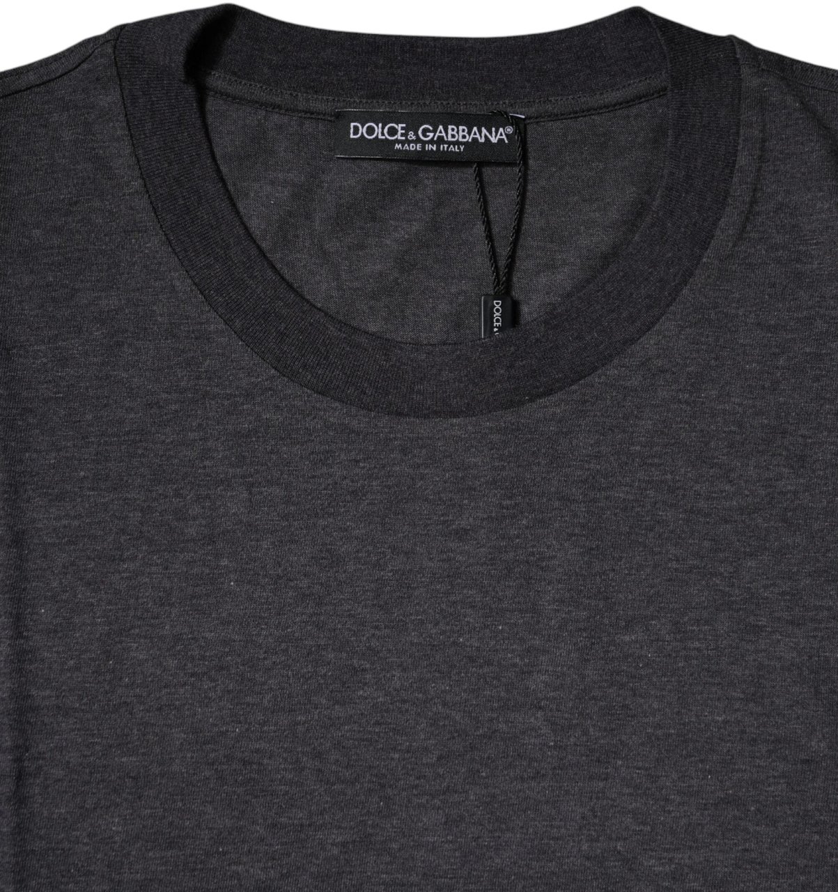 Dolce & Gabbana Dark Gray Crew Neck Short Sleeves T-shirt Grijs