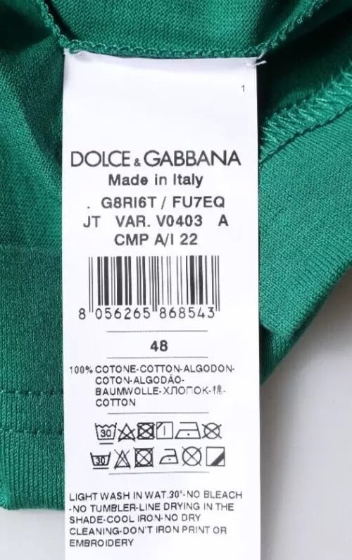 Dolce & Gabbana Green Logo Crew Neck Short Sleeves T-shirt Groen