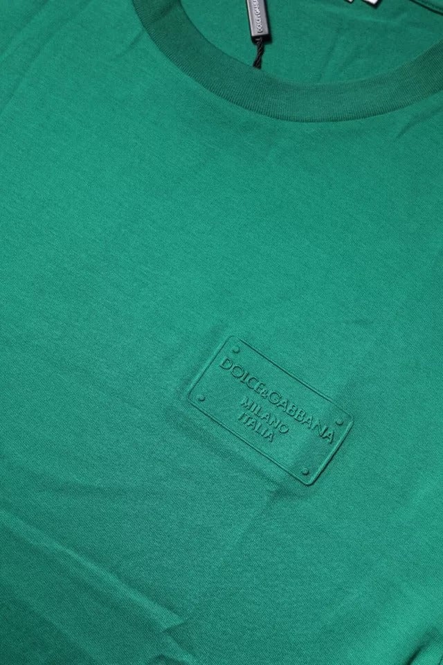 Dolce & Gabbana Green Logo Crew Neck Short Sleeves T-shirt Groen