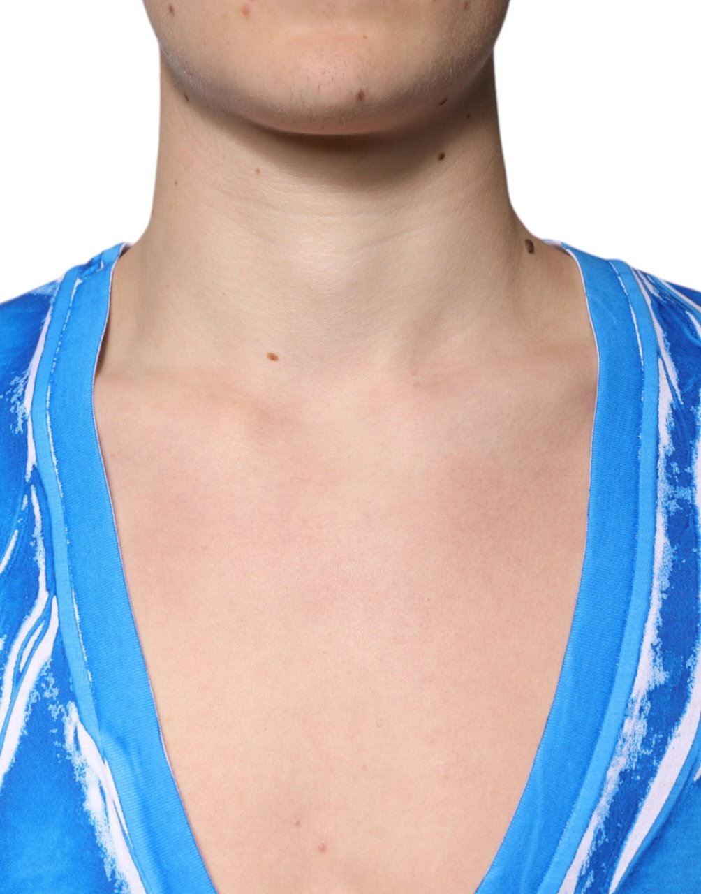 Dolce & Gabbana Blue Cotton V-neck Short Sleeves T-shirt Blauw