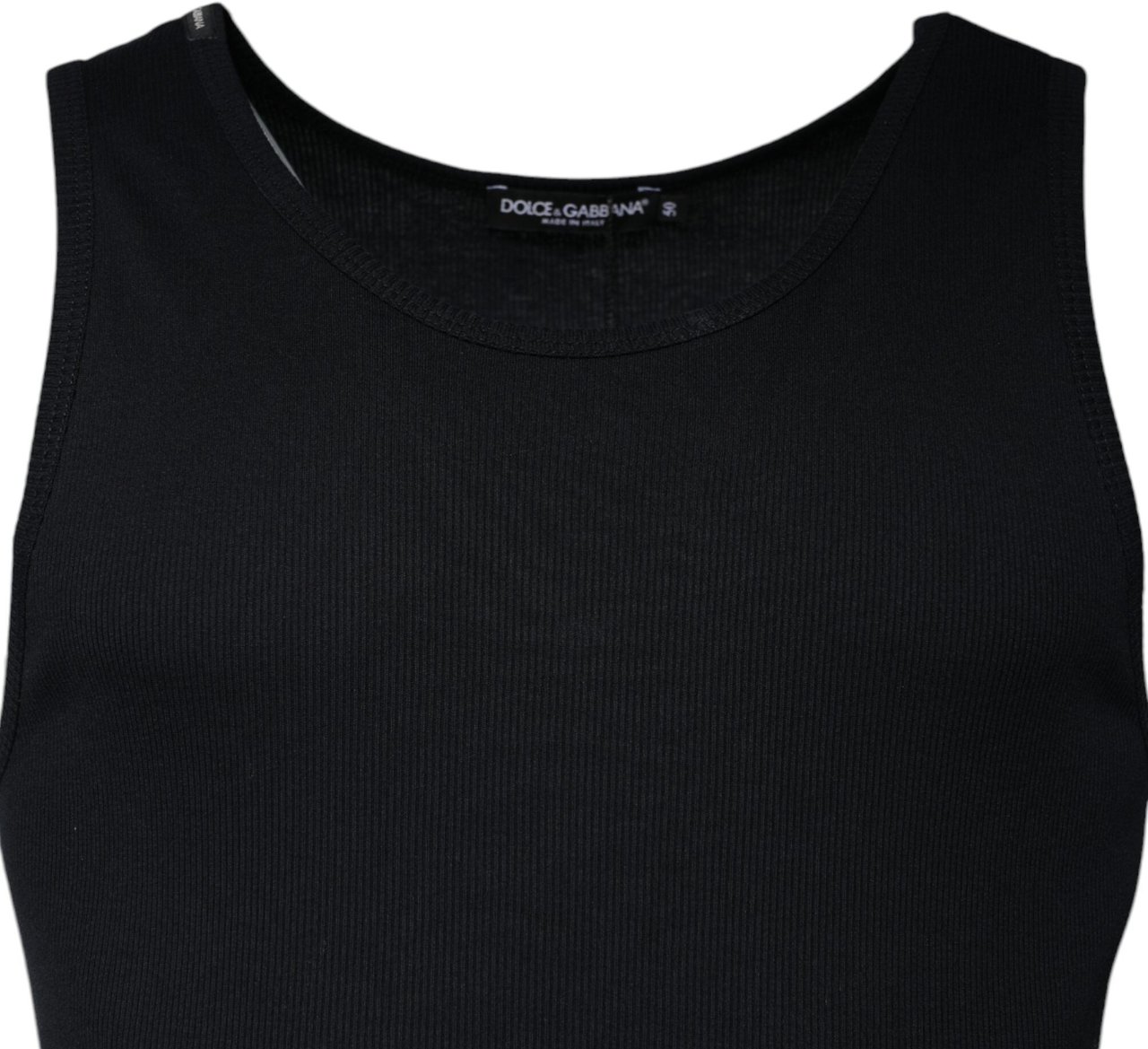 Dolce & Gabbana Black Cotton Sleeveless Round Neck Tank T-shirt Zwart