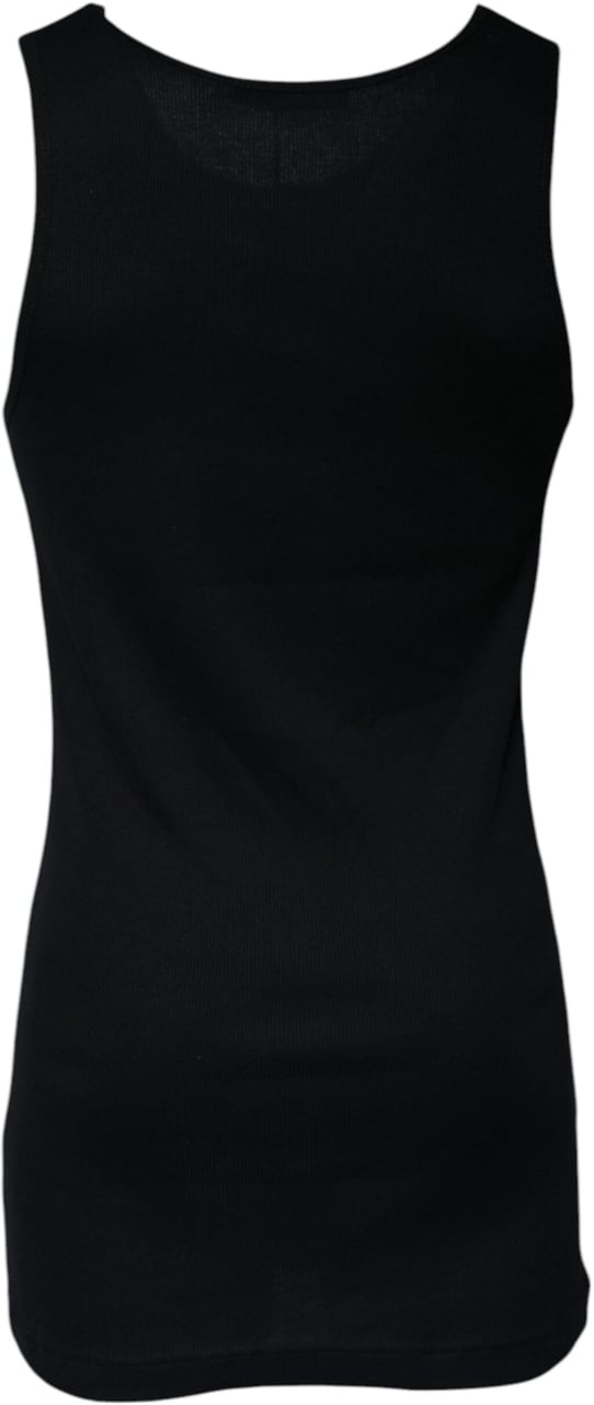 Dolce & Gabbana Black Cotton Sleeveless Round Neck Tank T-shirt Zwart