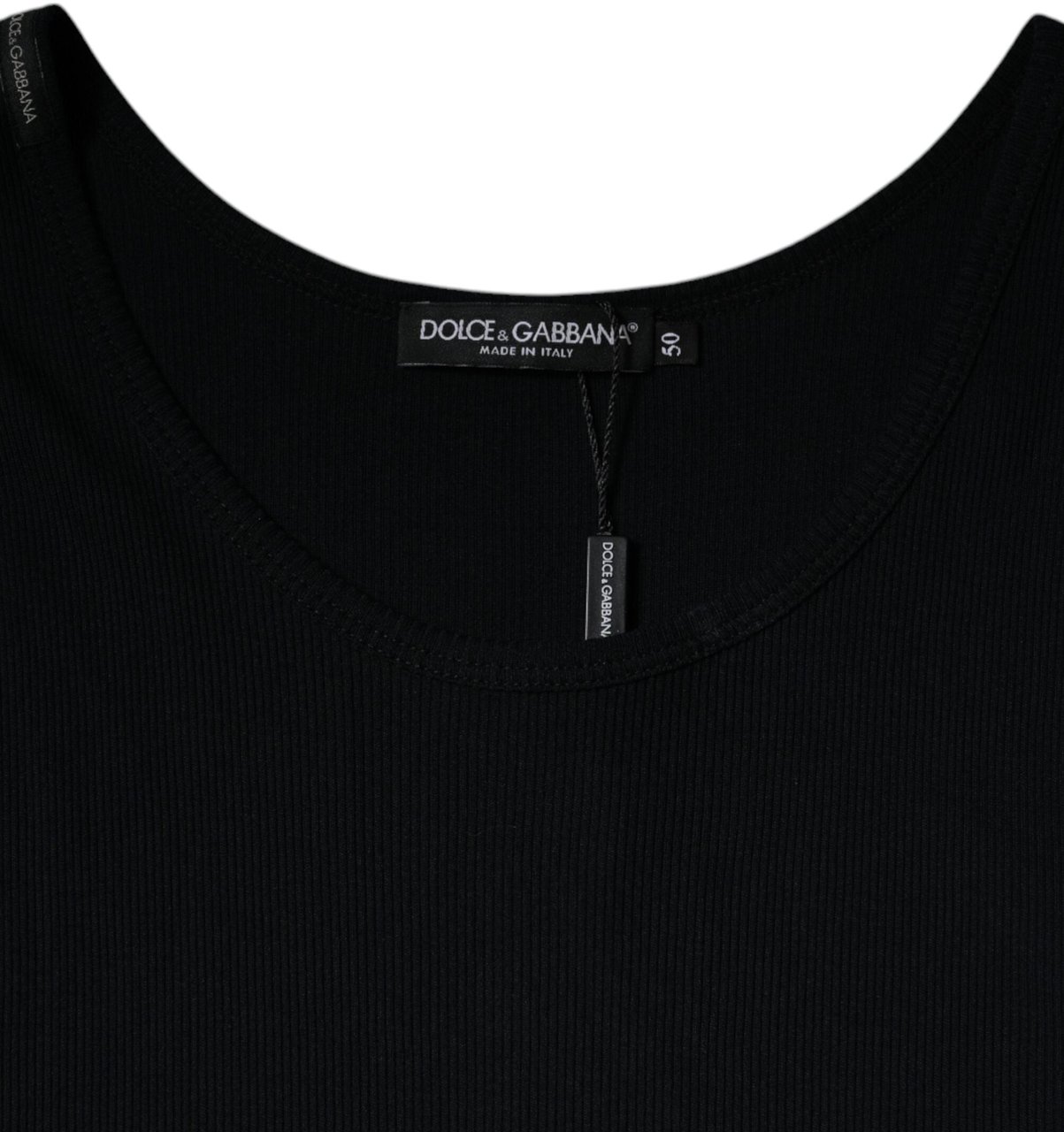 Dolce & Gabbana Black Cotton Sleeveless Round Neck Tank T-shirt Zwart