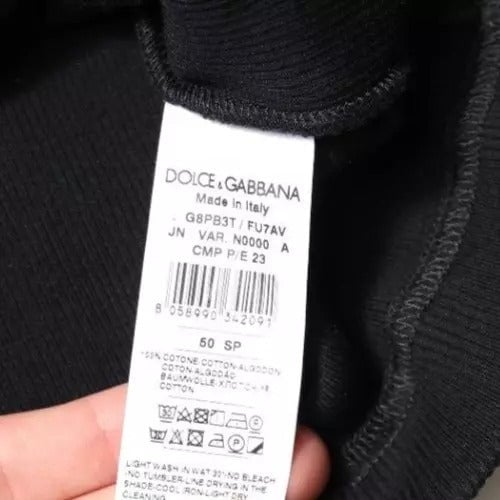 Dolce & Gabbana Black Cotton Sleeveless Round Neck Tank T-shirt Zwart