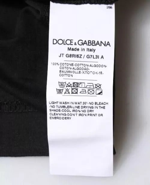 Dolce & Gabbana Black Cotton Crew Neck Short Sleeves T-shirt Zwart
