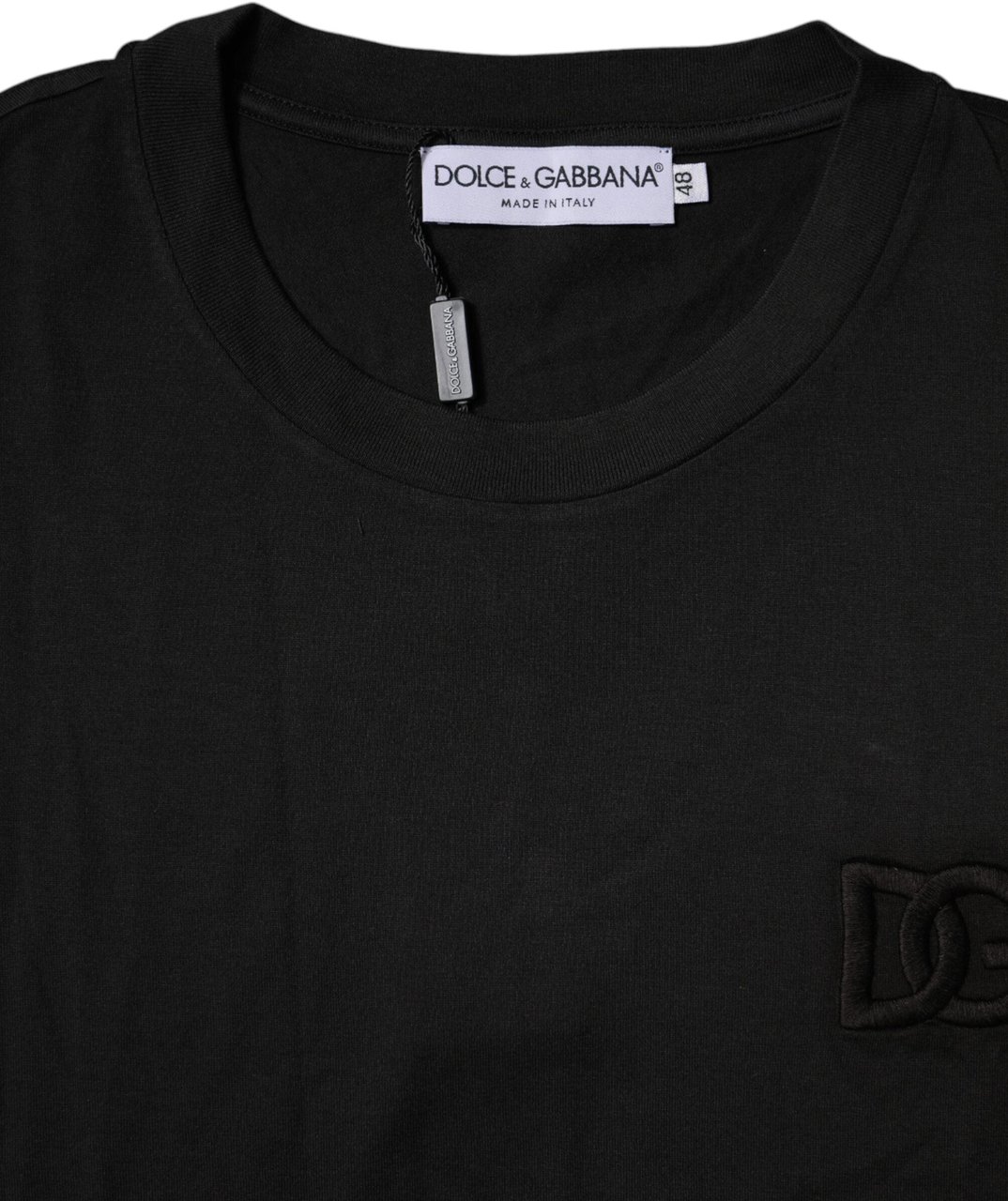 Dolce & Gabbana Black Cotton Crew Neck Short Sleeves T-shirt Zwart