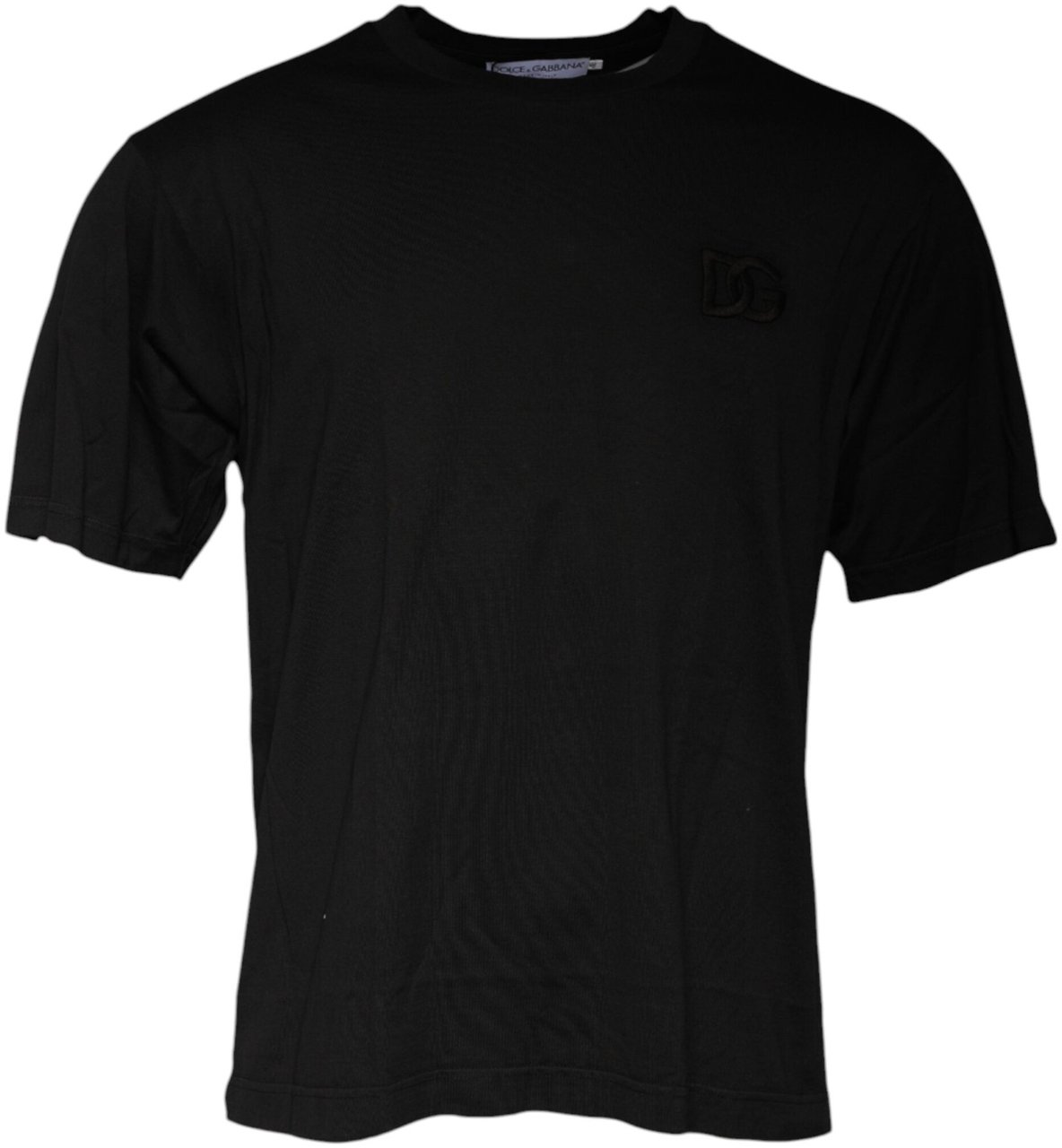 Dolce & Gabbana Black Cotton Crew Neck Short Sleeves T-shirt Zwart