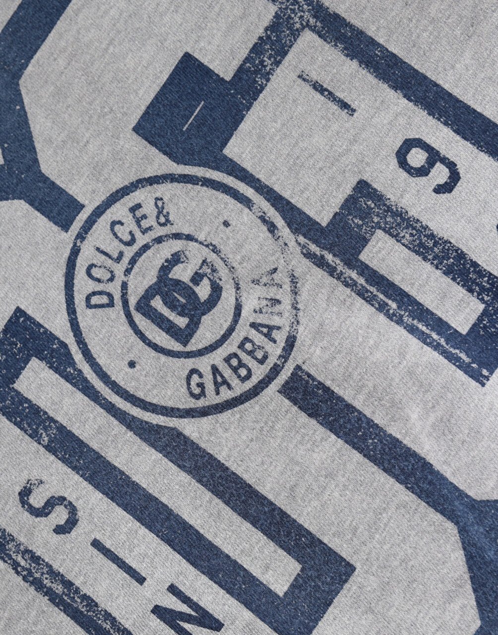 Dolce & Gabbana Gray Logo Print Cotton Crew Neck T-shirt Grijs