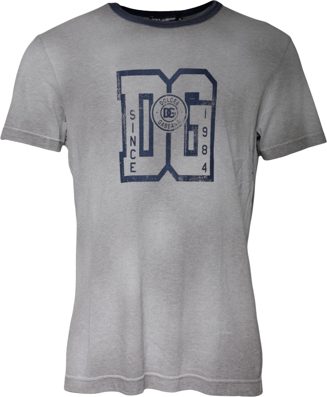 Dolce & Gabbana Gray Logo Print Cotton Crew Neck T-shirt Grijs
