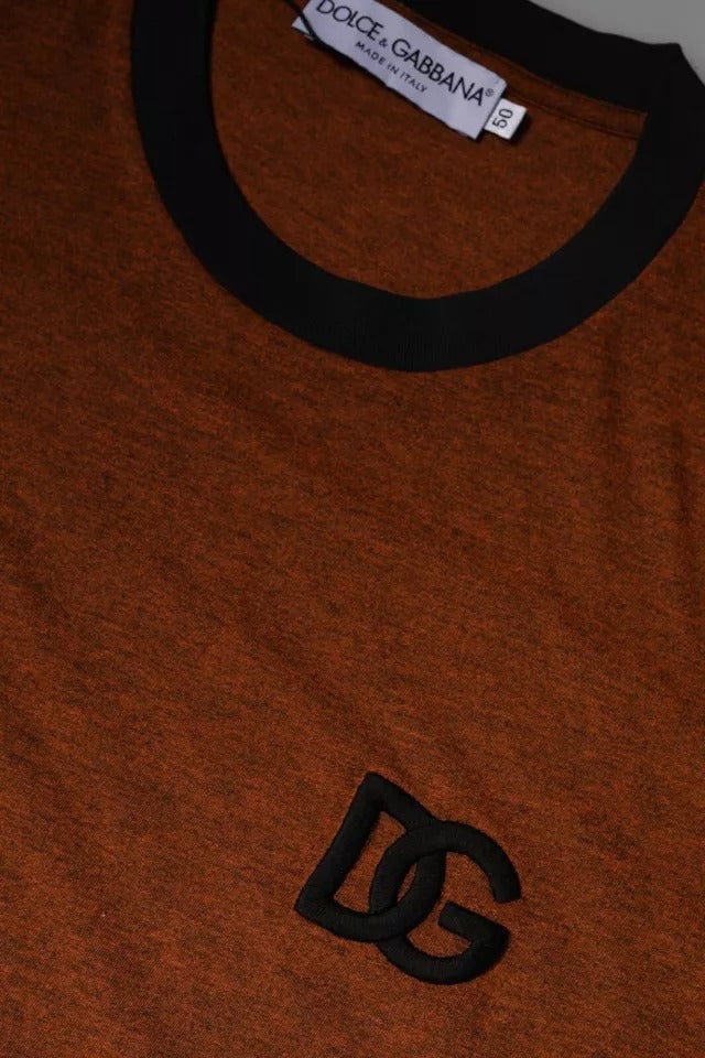 Dolce & Gabbana Brown DG Logo Polyester Crew Neck T-shirt Bruin