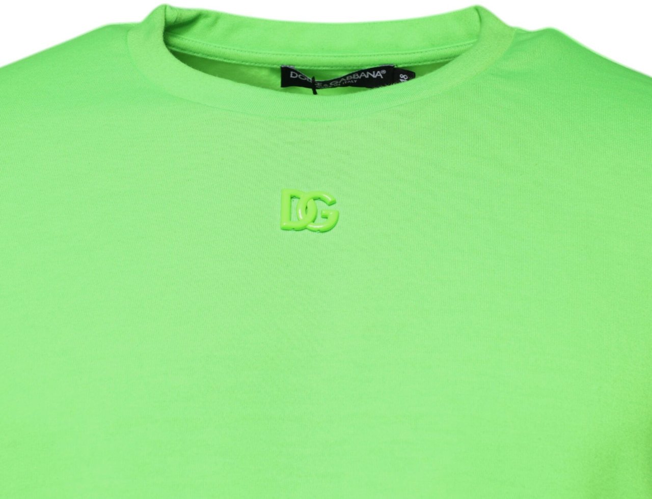 Dolce & Gabbana Green Logo Polyester Crew Neck T-shirt Groen