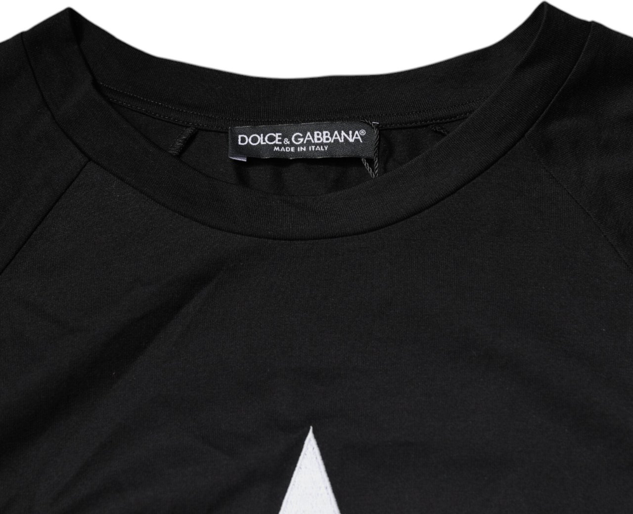 Dolce & Gabbana Black Logo Print Cotton Crew Neck T-shirt Zwart