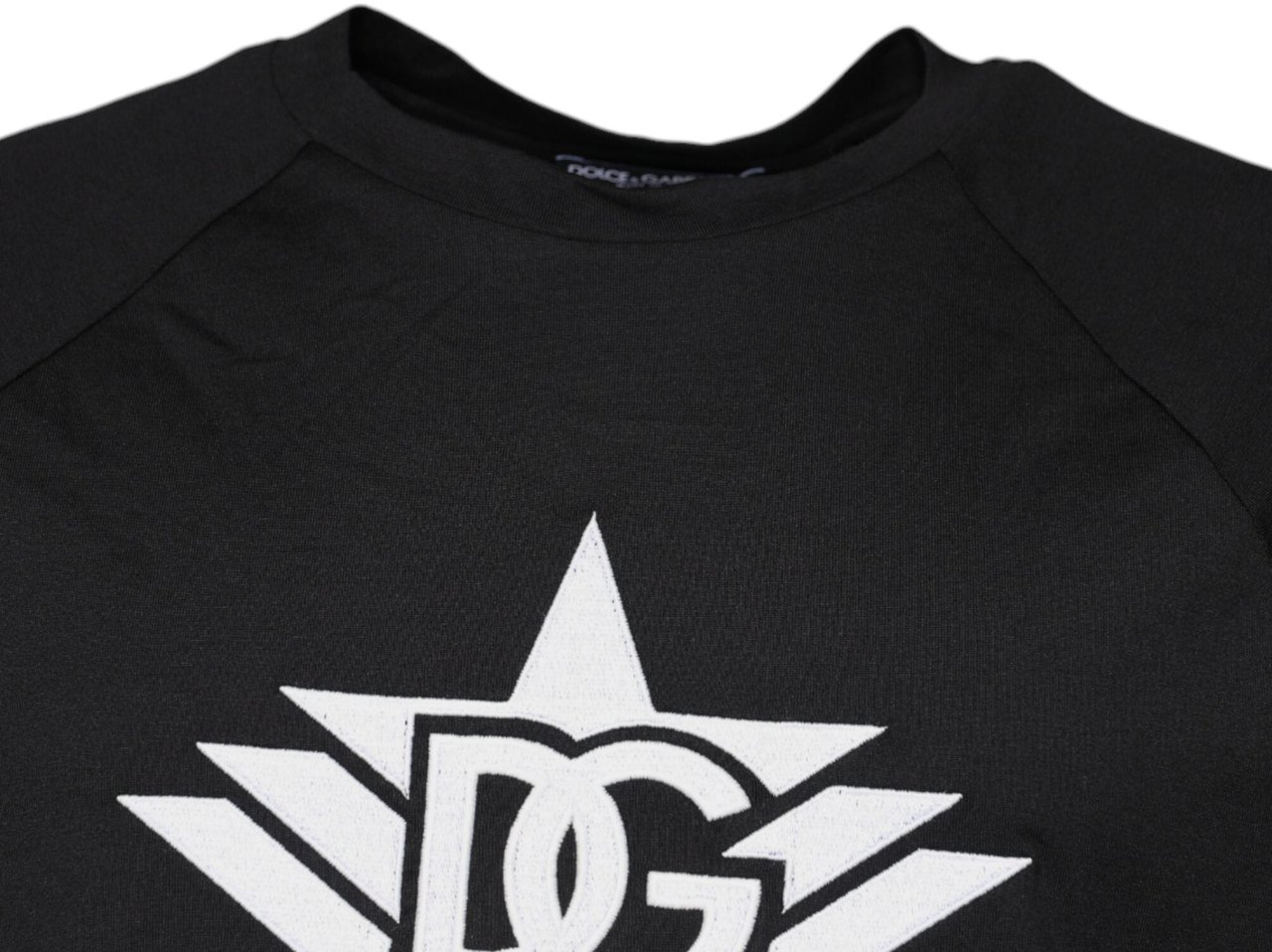 Dolce & Gabbana Black Logo Print Cotton Crew Neck T-shirt Zwart