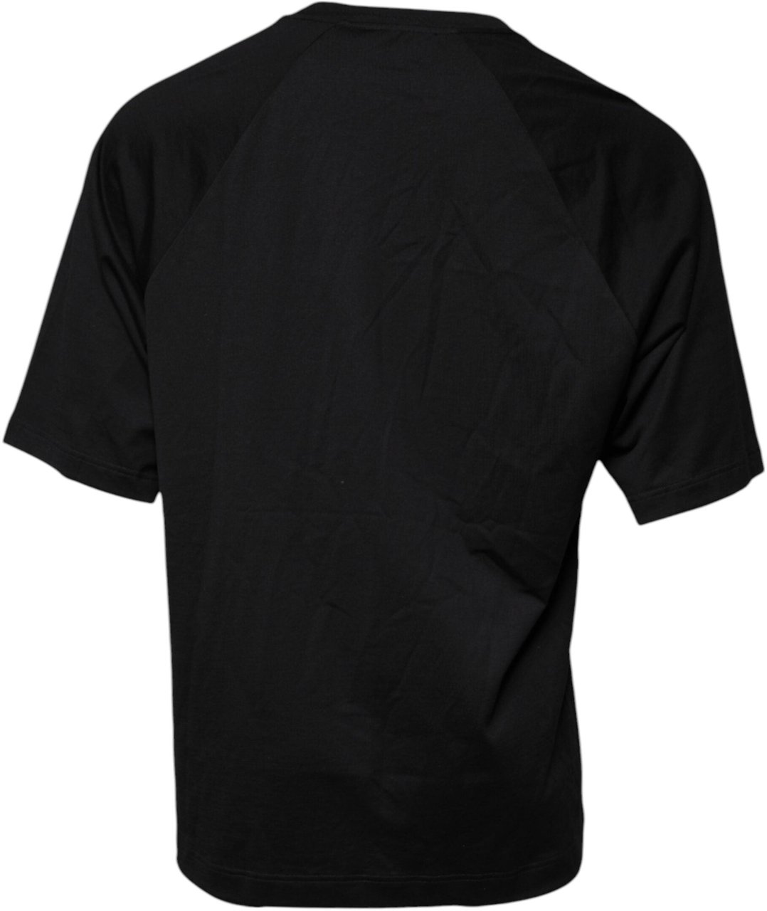Dolce & Gabbana Black Logo Print Cotton Crew Neck T-shirt Zwart