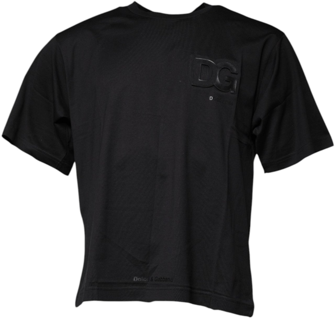 Dolce & Gabbana Black DG Logo Print Cotton Crew Neck T-shirt Zwart