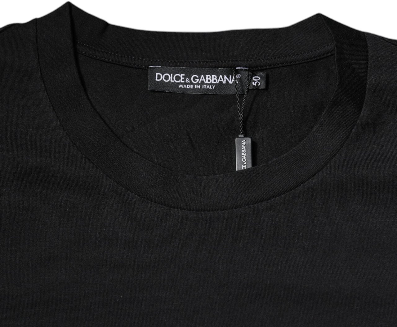 Dolce & Gabbana Black DG Logo Print Cotton Crew Neck T-shirt Zwart