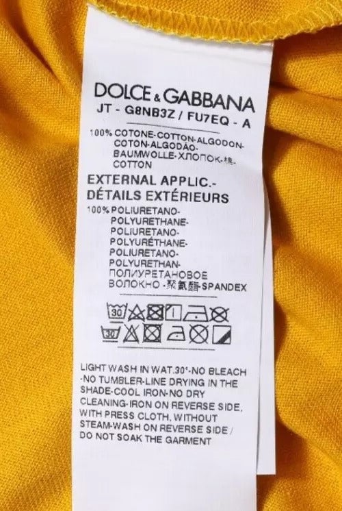 Dolce & Gabbana Dark Yellow Logo Crew Neck Short Sleeves T-shirt Wit