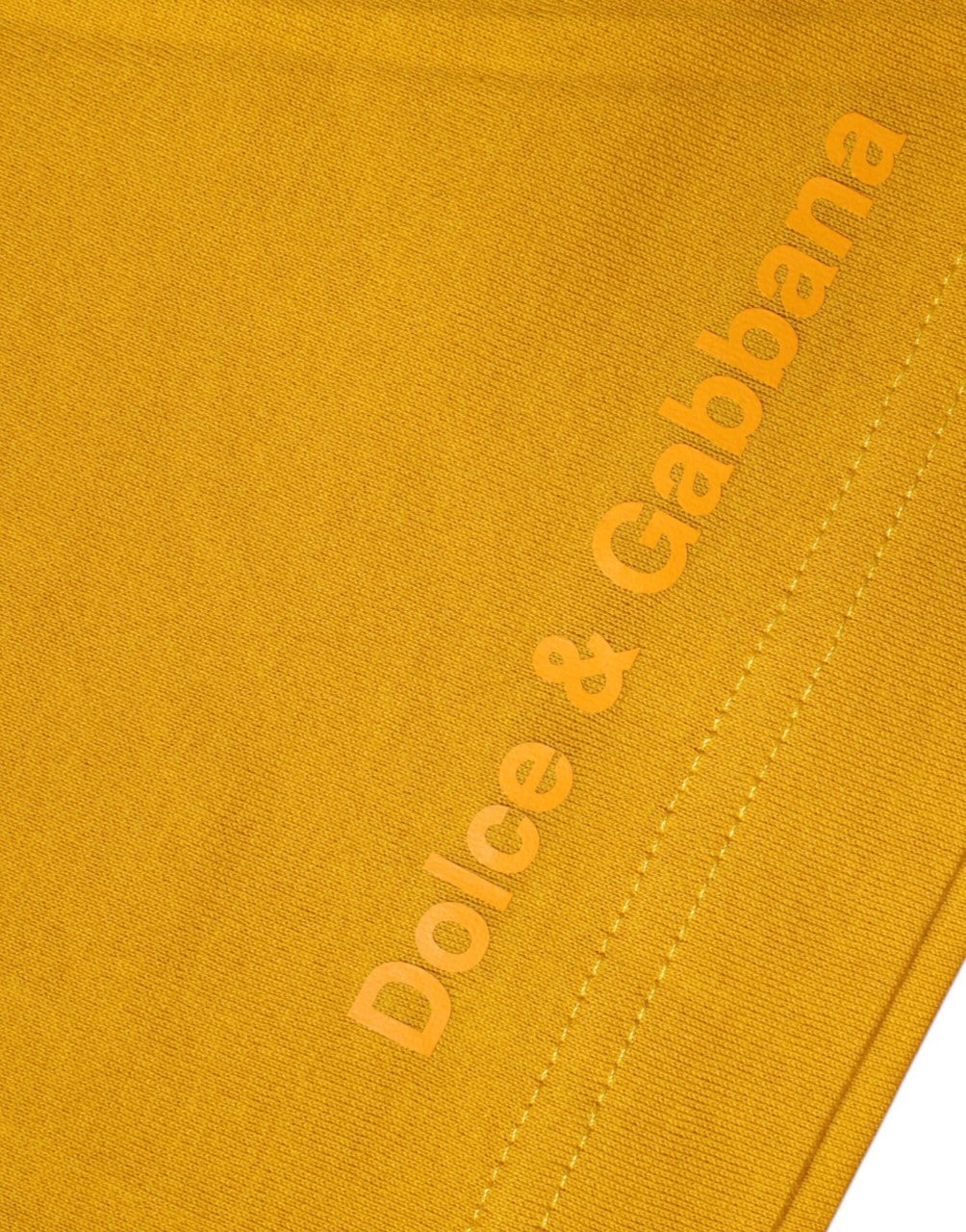 Dolce & Gabbana Dark Yellow Logo Crew Neck Short Sleeves T-shirt Wit