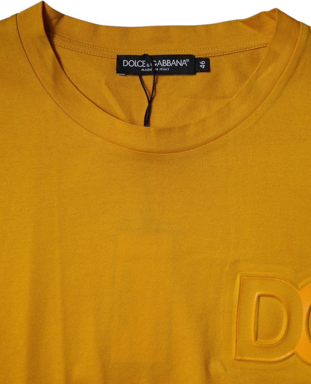 Dolce & Gabbana Dark Yellow Logo Crew Neck Short Sleeves T-shirt Wit