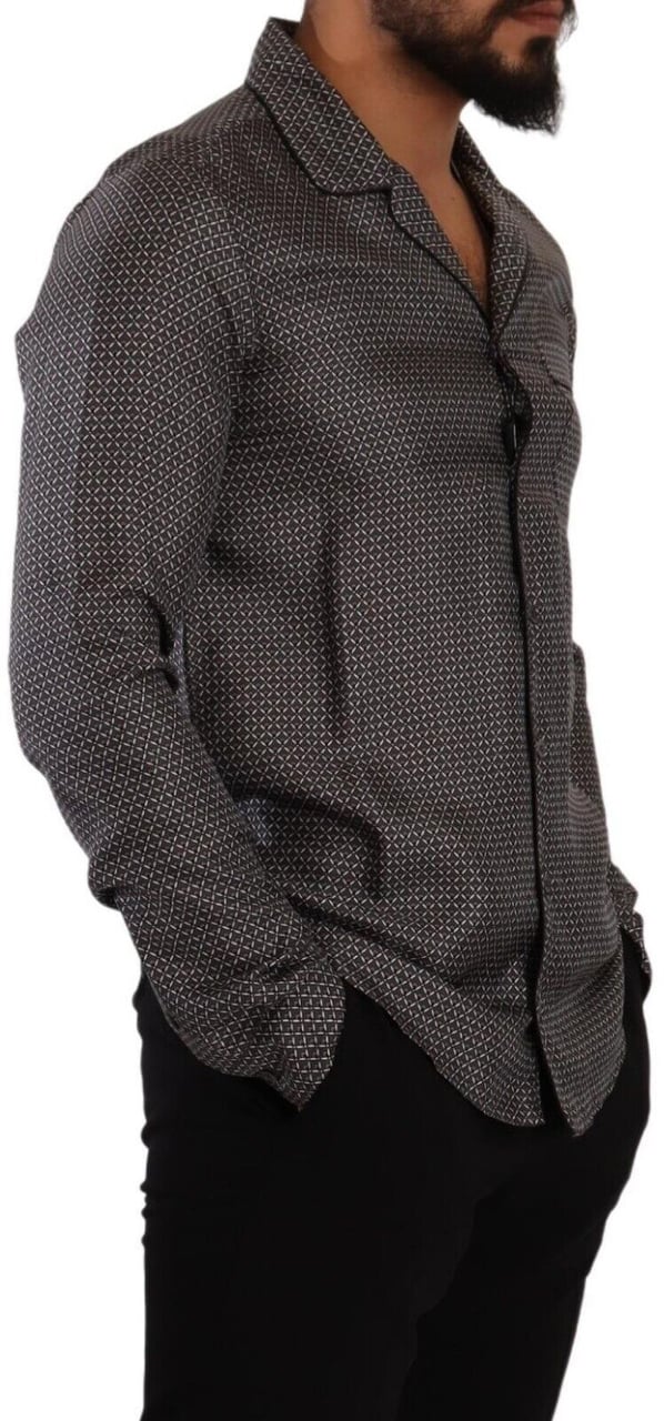 Dolce & Gabbana Gray Fantasy Pattern Pajama Top Mens Shirt Grijs