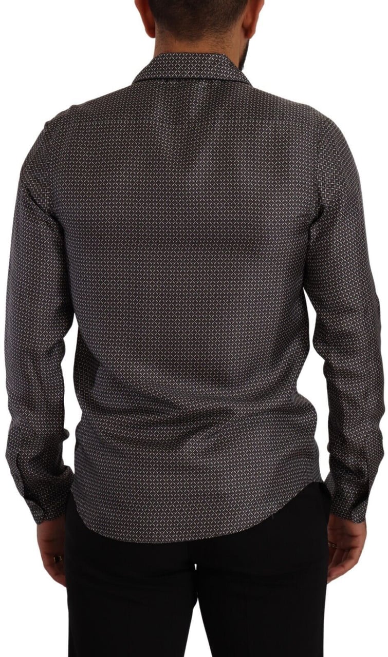 Dolce & Gabbana Gray Fantasy Pattern Pajama Top Mens Shirt Grijs