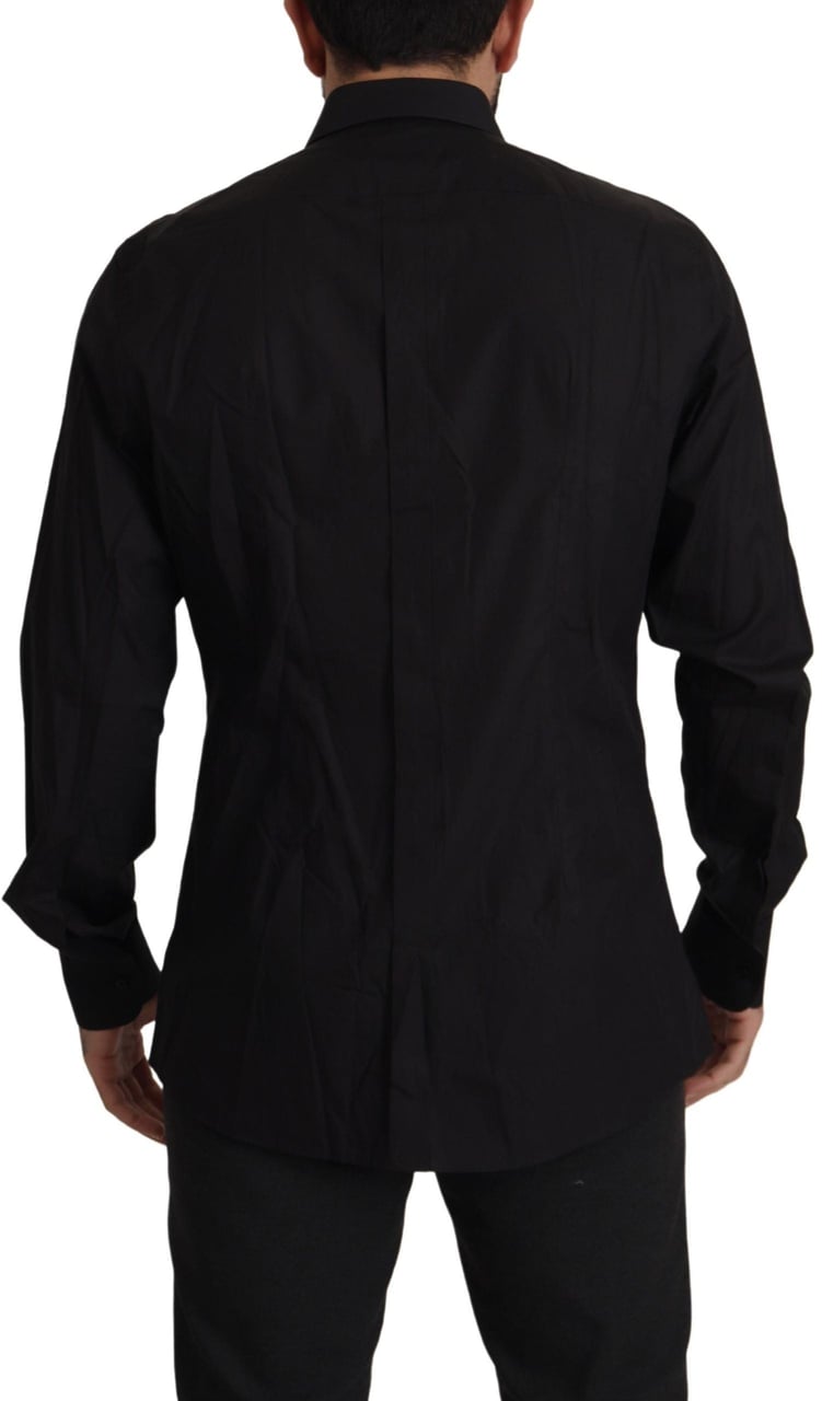 Dolce & Gabbana Black GOLD Slim Fit Tuxedo Dress Shirt Zwart