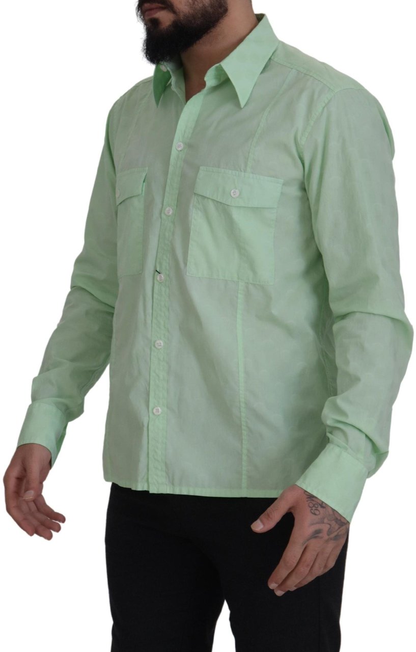 Dolce & Gabbana Mint Green Long Sleeves Button Down Shirt Groen