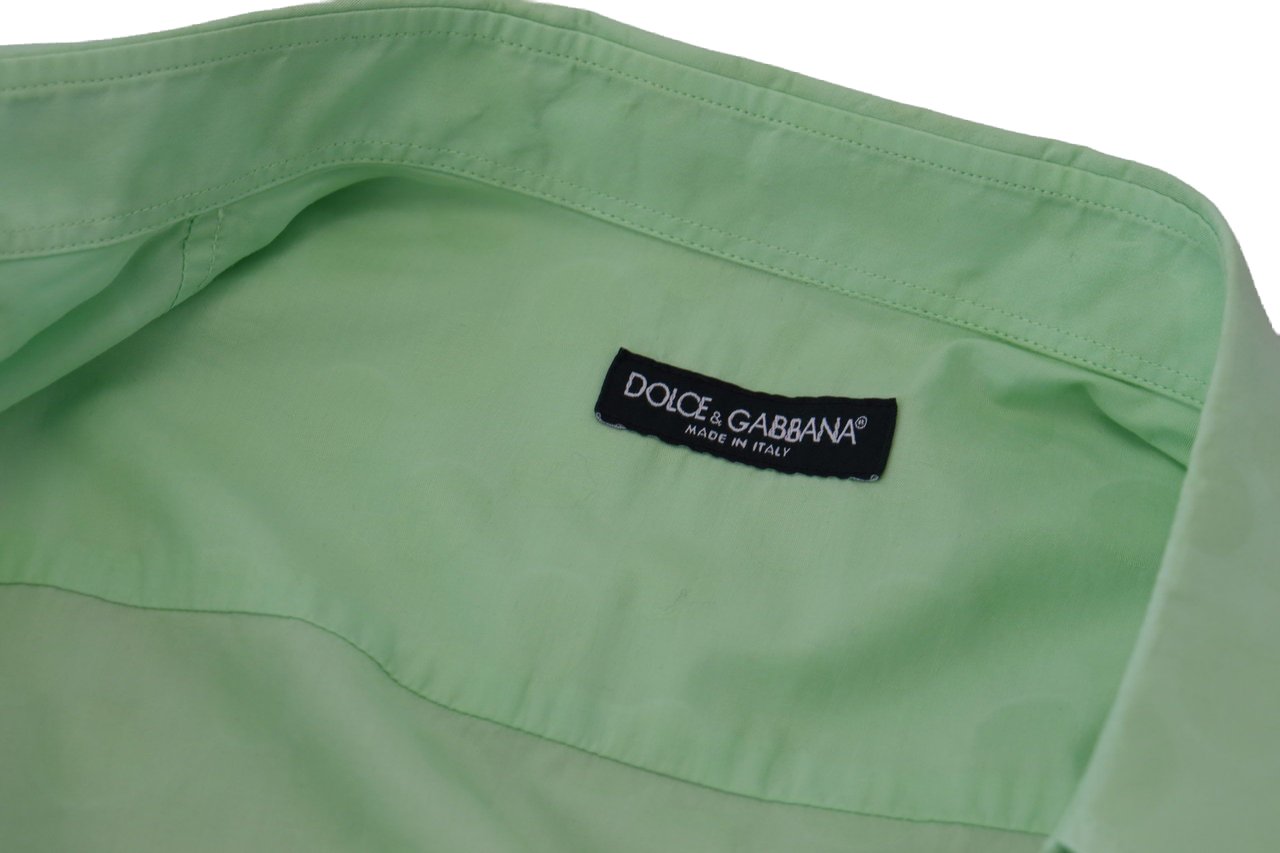 Dolce & Gabbana Mint Green Long Sleeves Button Down Shirt Groen