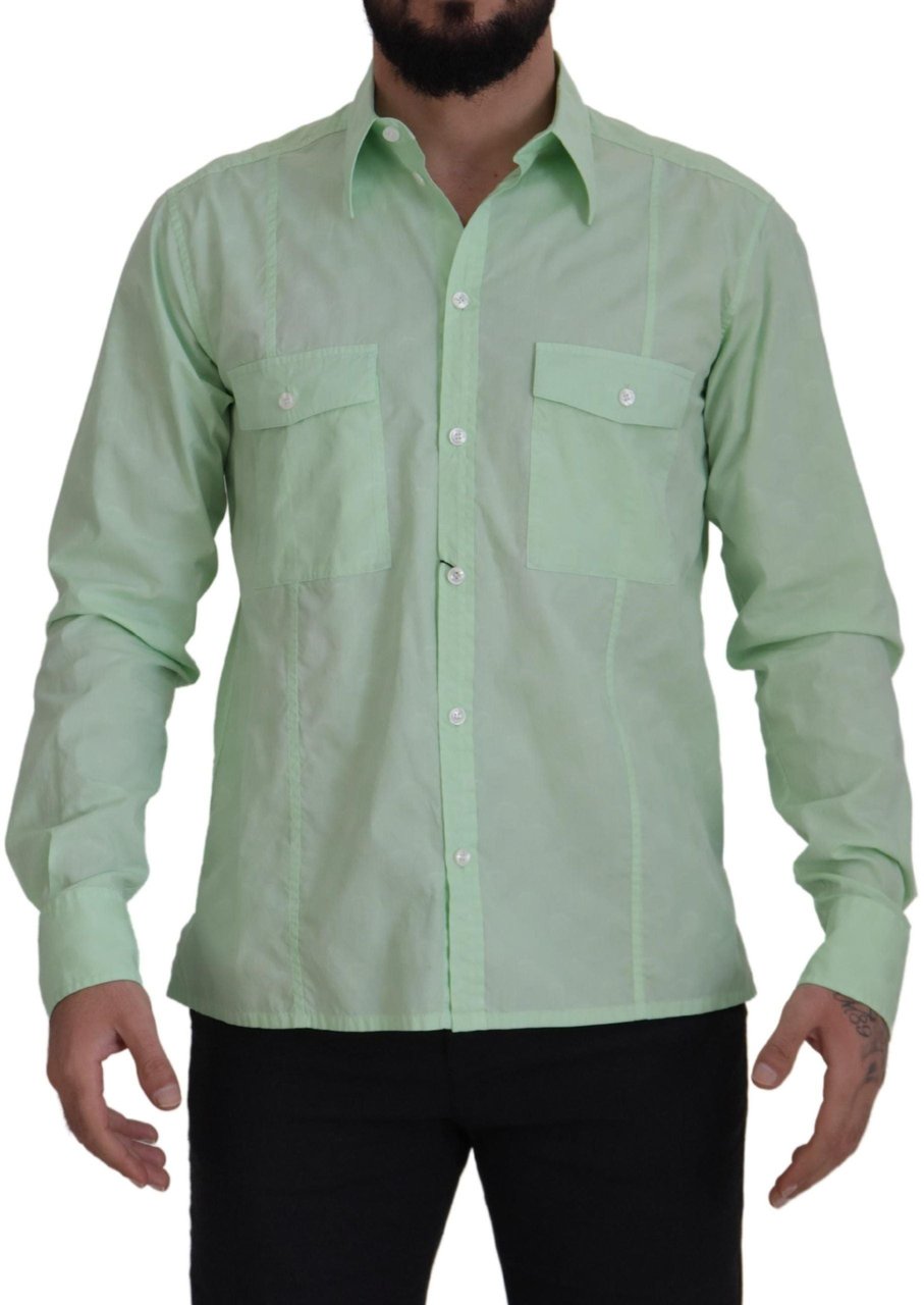 Dolce & Gabbana Mint Green Long Sleeves Button Down Shirt Groen